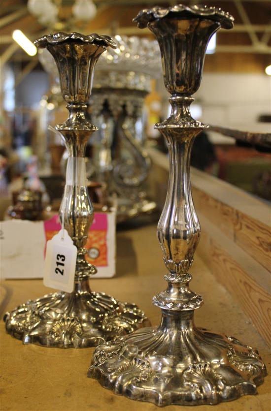 Pair of plated candlesticks